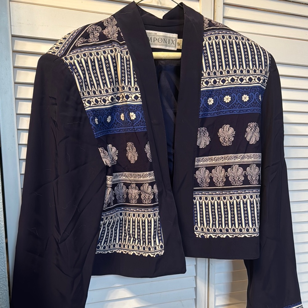 Women's Navy Patterned Jacket